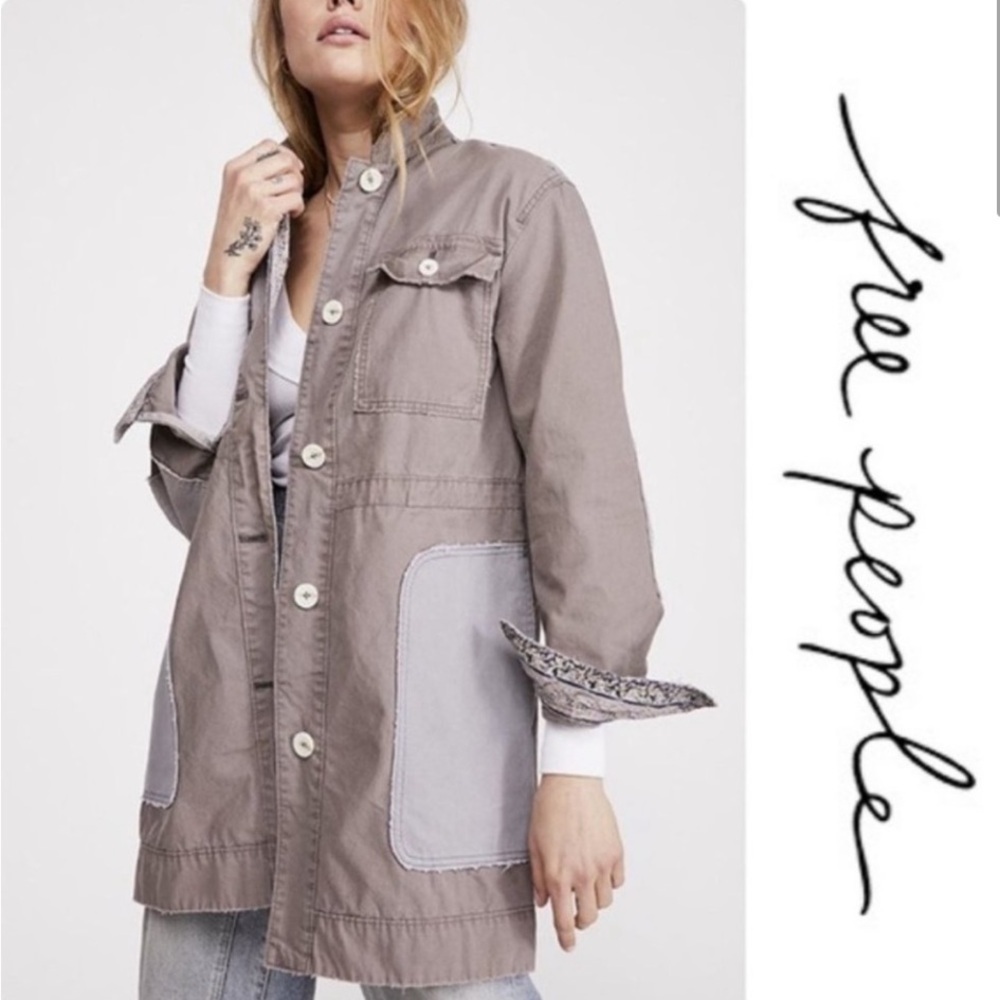Free People jacket apollo utility patchwork shacket lilac skies we the free XS